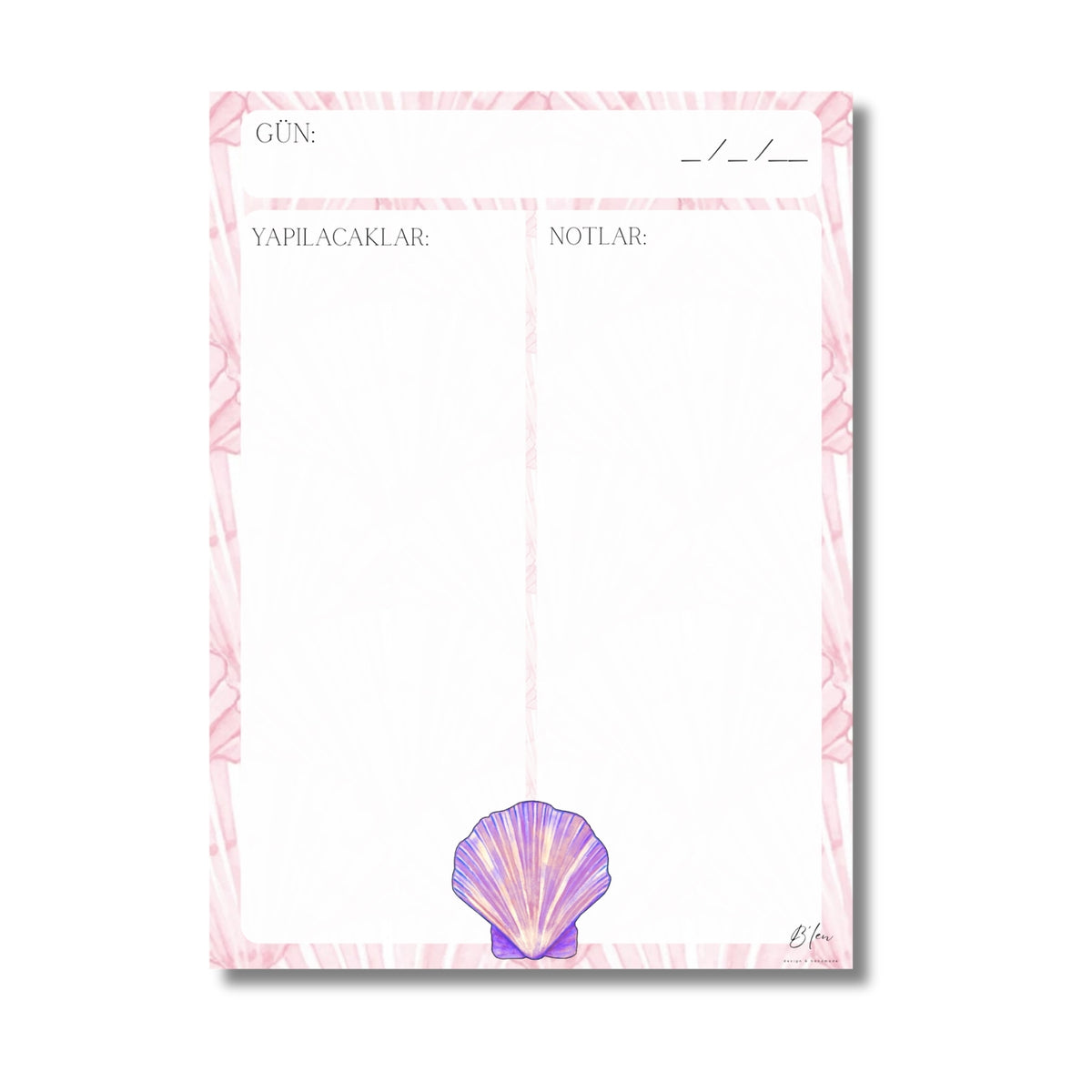 B'len "mini planner" Günlük Planlayıcı Denizaltı Midye