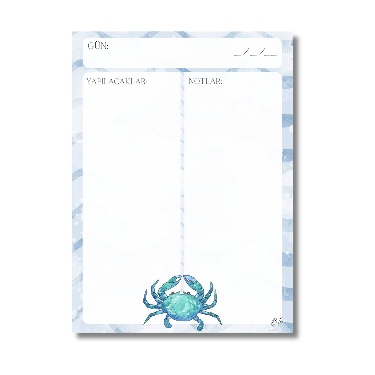 B'len "mini planner" Günlük Planlayıcı Denizaltı Yengeç