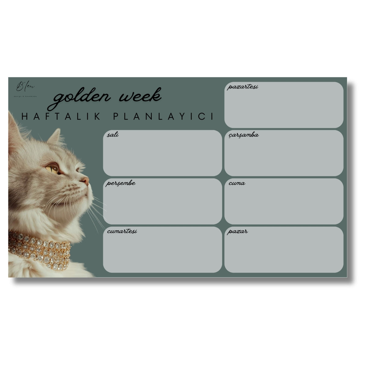 B'len "golden week" Haftalık Planlayıcı  Kedi Beyaz