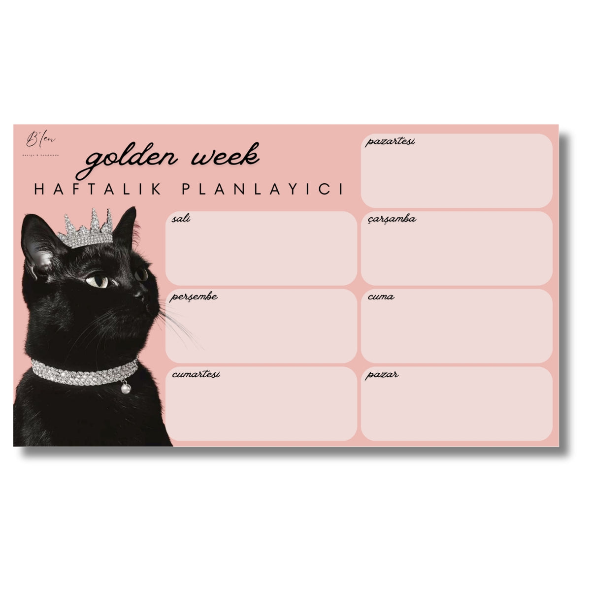 B'len "golden week" Haftalık Planlayıcı Kedi Siyah