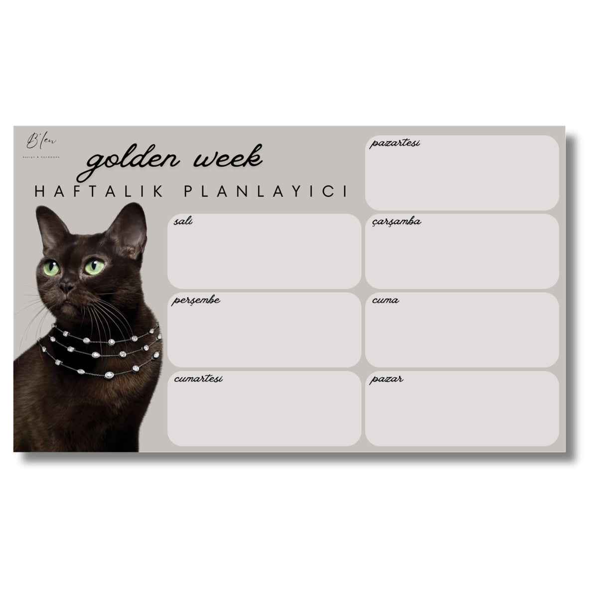 B'len "golden week" Haftalık Planlayıcı Kedi Kahverengi