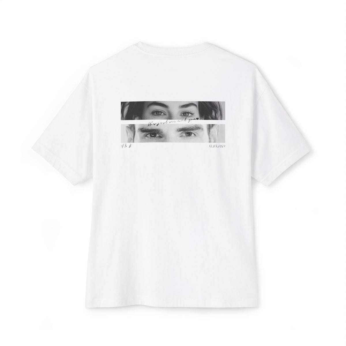 B'len Special Oversize T-Shirt Me &You Unisex Beyaz  *Kişiye Özel Baskı