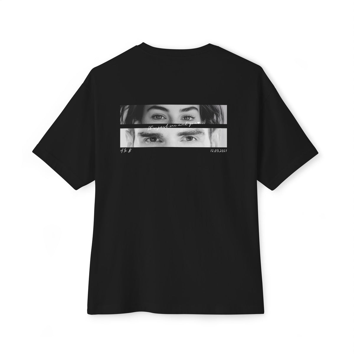 B'len Special Oversize T-Shirt Me &You Unisex Siyah *Kişiye Özel Baskı
