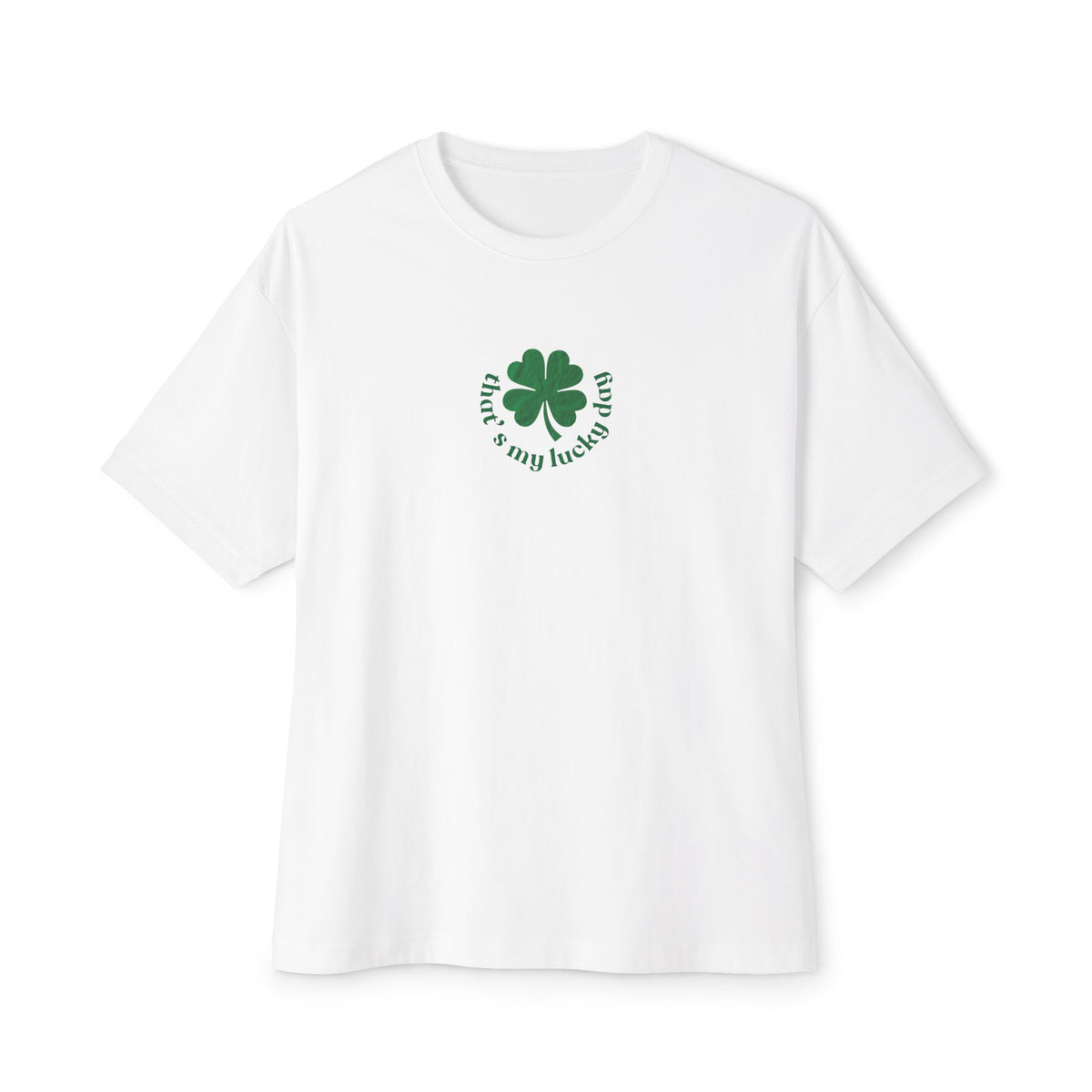 B'len Oversize T-Shirt That's My Lucky Day Beyaz