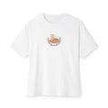 B'len Circle Oversize T-Shirt Coffee & Croissants Beyaz