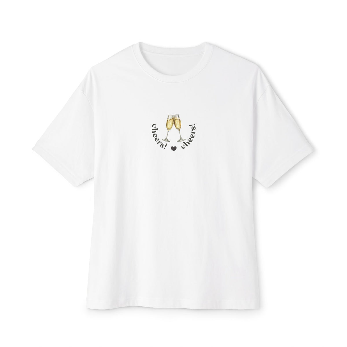 B'len Circle Oversize T-Shirt Cheers! Beyaz