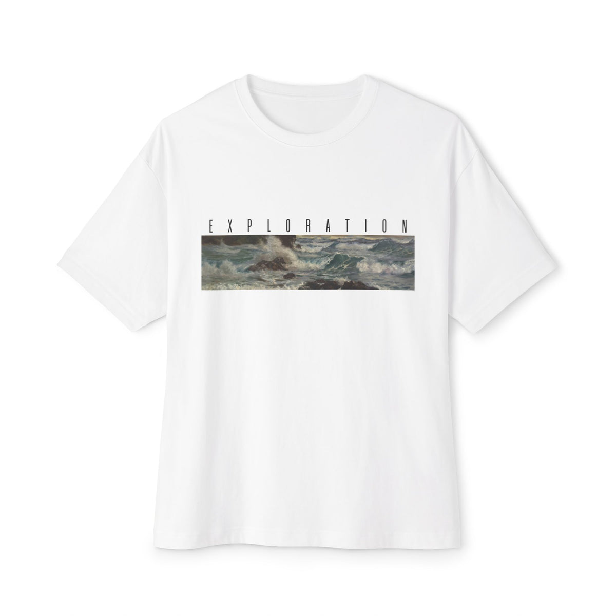 B'len Deep Oversize T-Shirt Exploration Unisex Beyaz